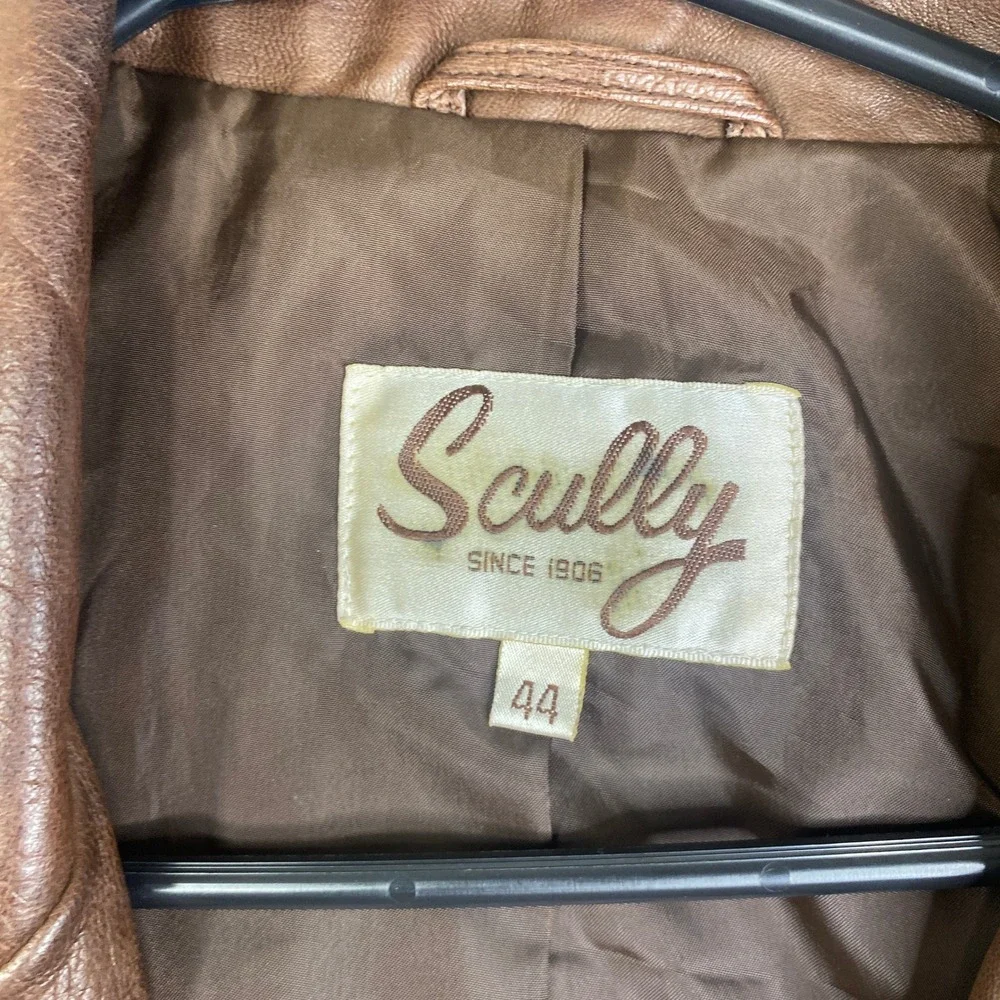 Scully Mens Brown Leather Western Blazer Sport Coat Two Button Jacket Size 44